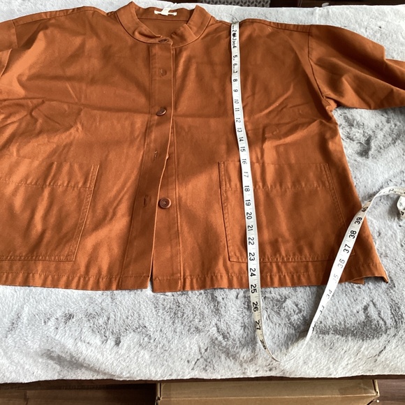 NWT Eileen Fisher oversized Medium ochre crop barn coat - Picture 7 of 8